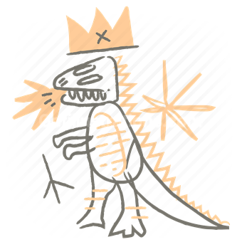 dino, dinosaur, monster, character, crown, accomplishment